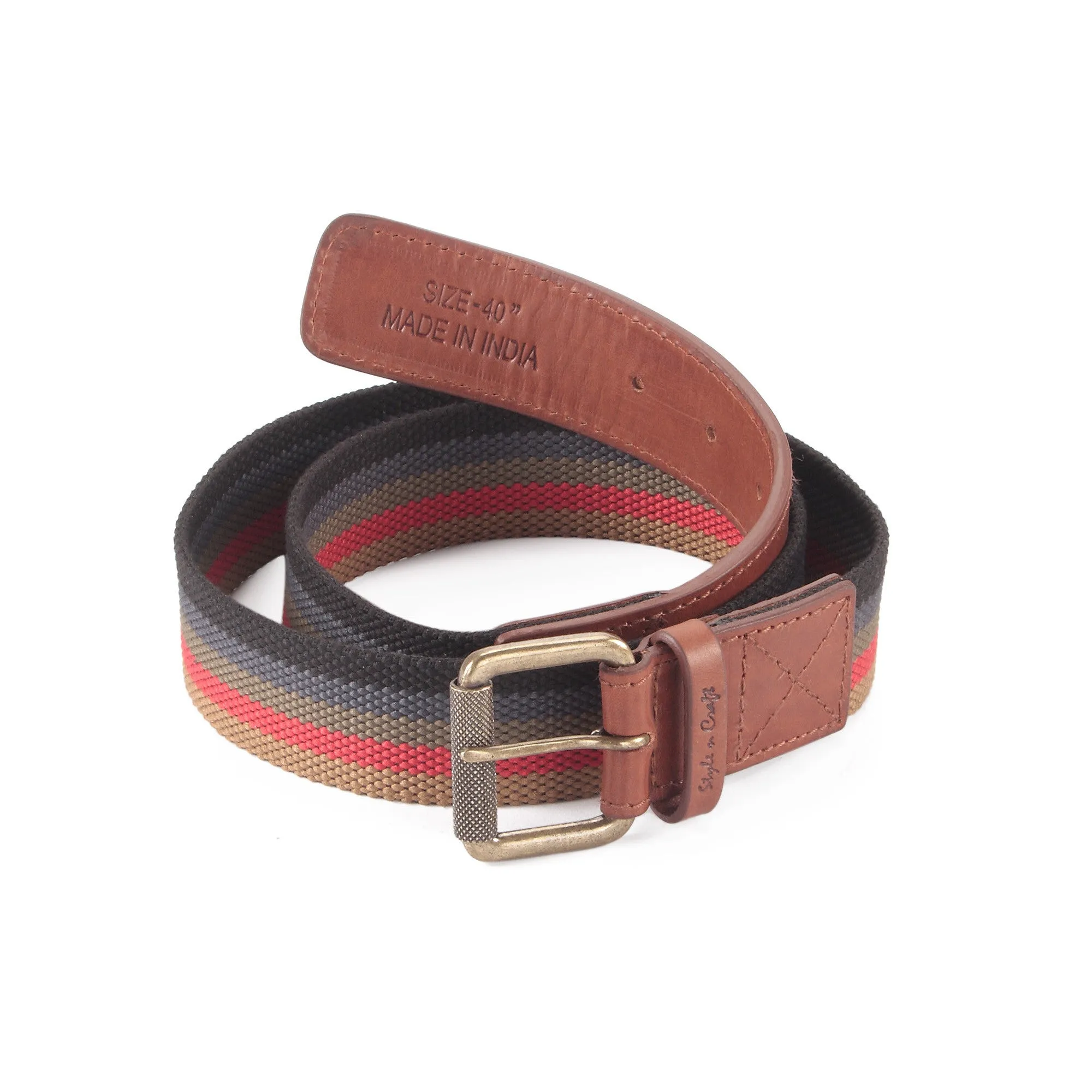 390190 Leather & Webbing Combination Belt in Tan Color | Style n Craft