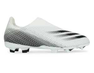 adidas Kids X Ghosted.3 Laceless FG White/Core Black