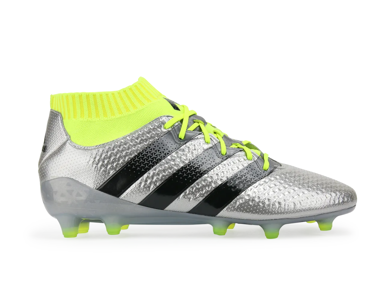 adidas Men's ACE 16.1 Primeknit FG/AG Silver Metalic/Core Black/Solar Yellow