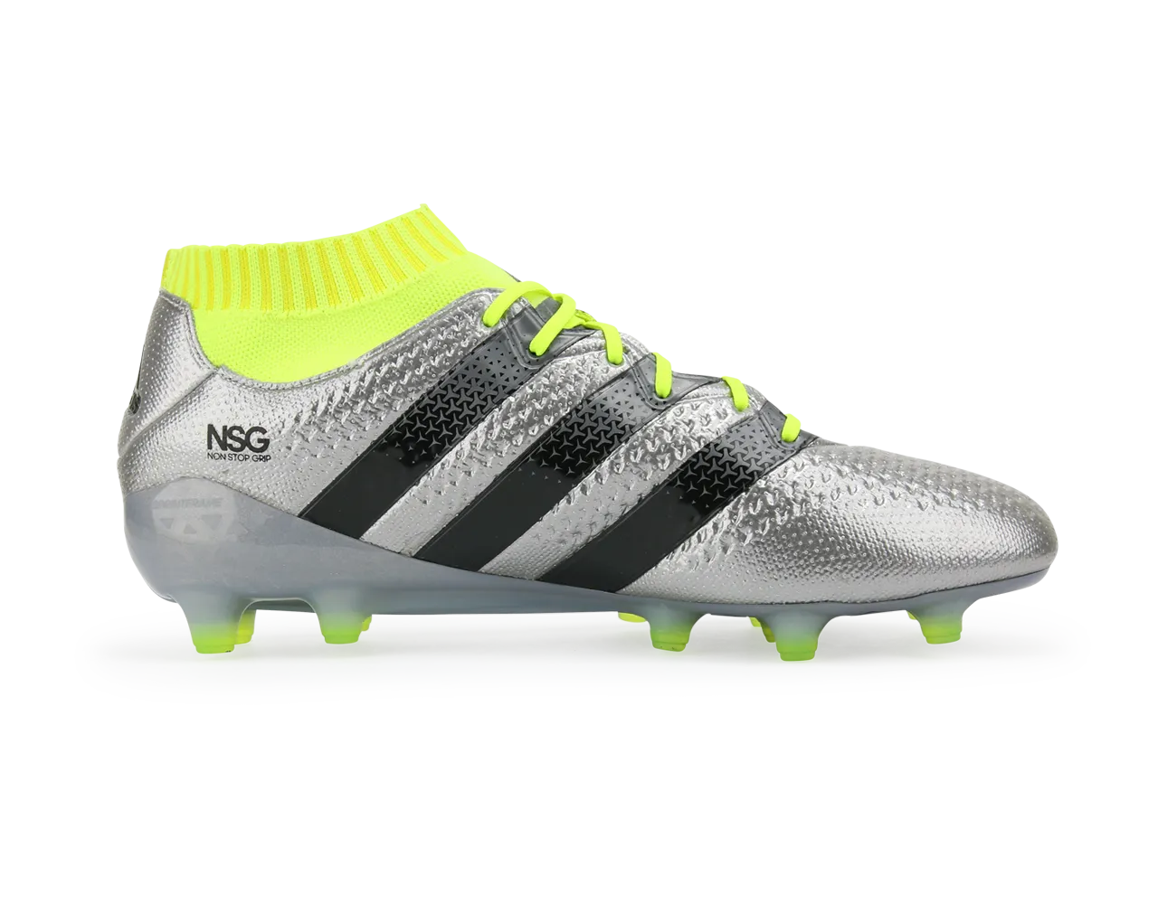 adidas Men's ACE 16.1 Primeknit FG/AG Silver Metalic/Core Black/Solar Yellow