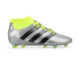 adidas Men's ACE 16.1 Primeknit FG/AG Silver Metalic/Core Black/Solar Yellow