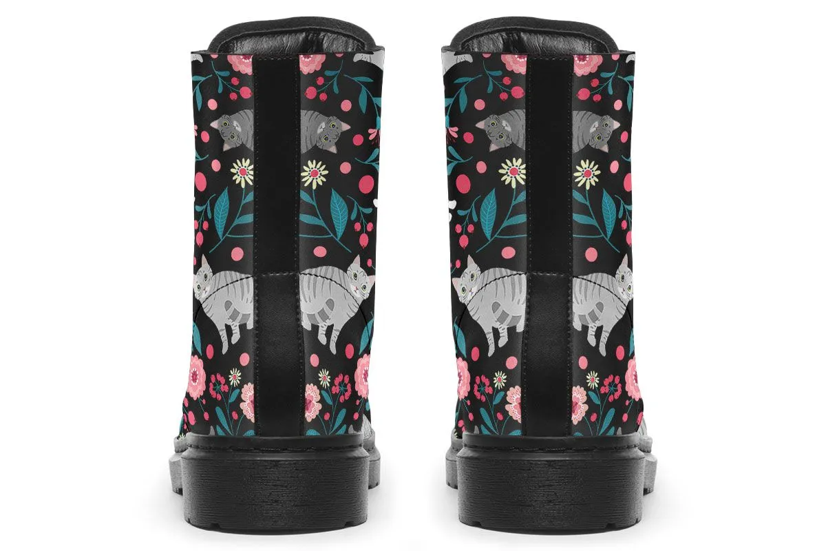 American Short hair Cat Flower Boots