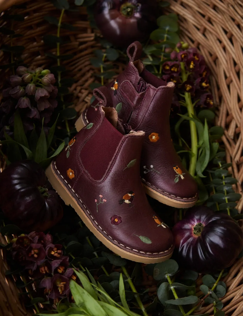 Ankle Boot Birds - Plum