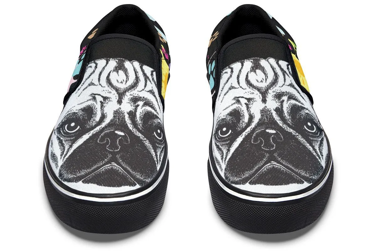 Artsy Pug Slip-On Shoes