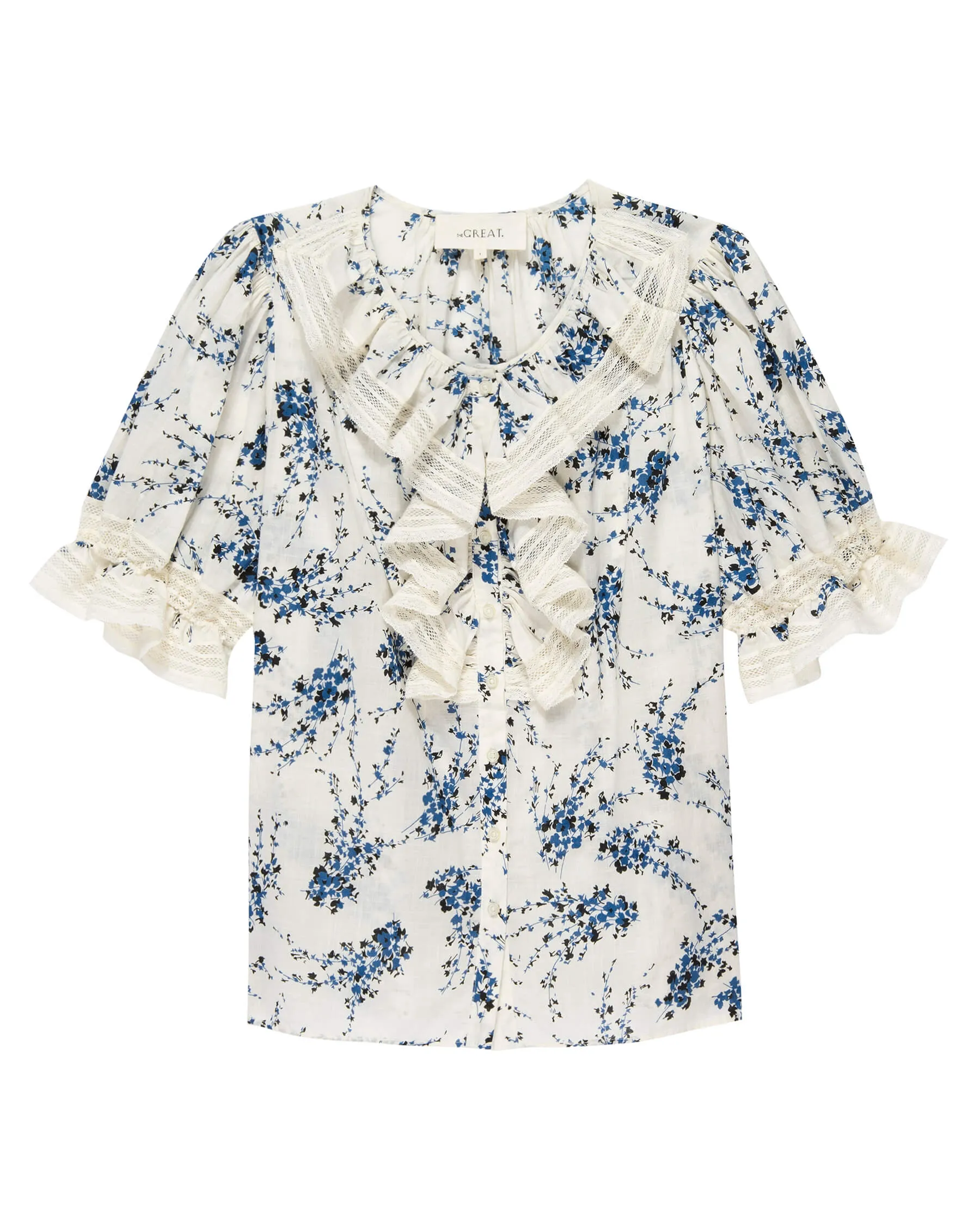 Bishop Top ~ Blue Jasmine Floral