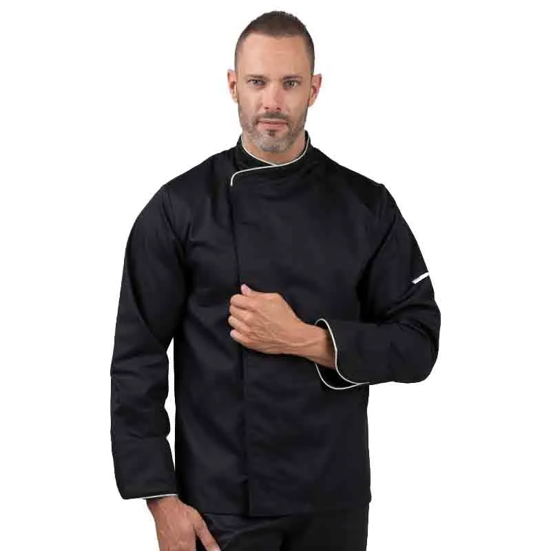 Black Kitchen Coat with Silver Piping - MANELLI