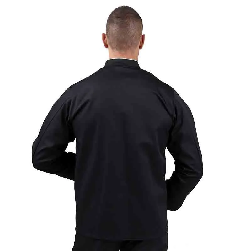 Black Kitchen Coat with Silver Piping - MANELLI