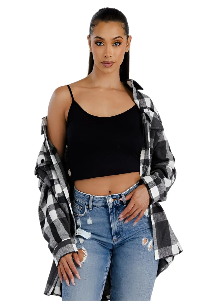 Black Plaid Boyfriend Oversized Soft Flannel Shacket