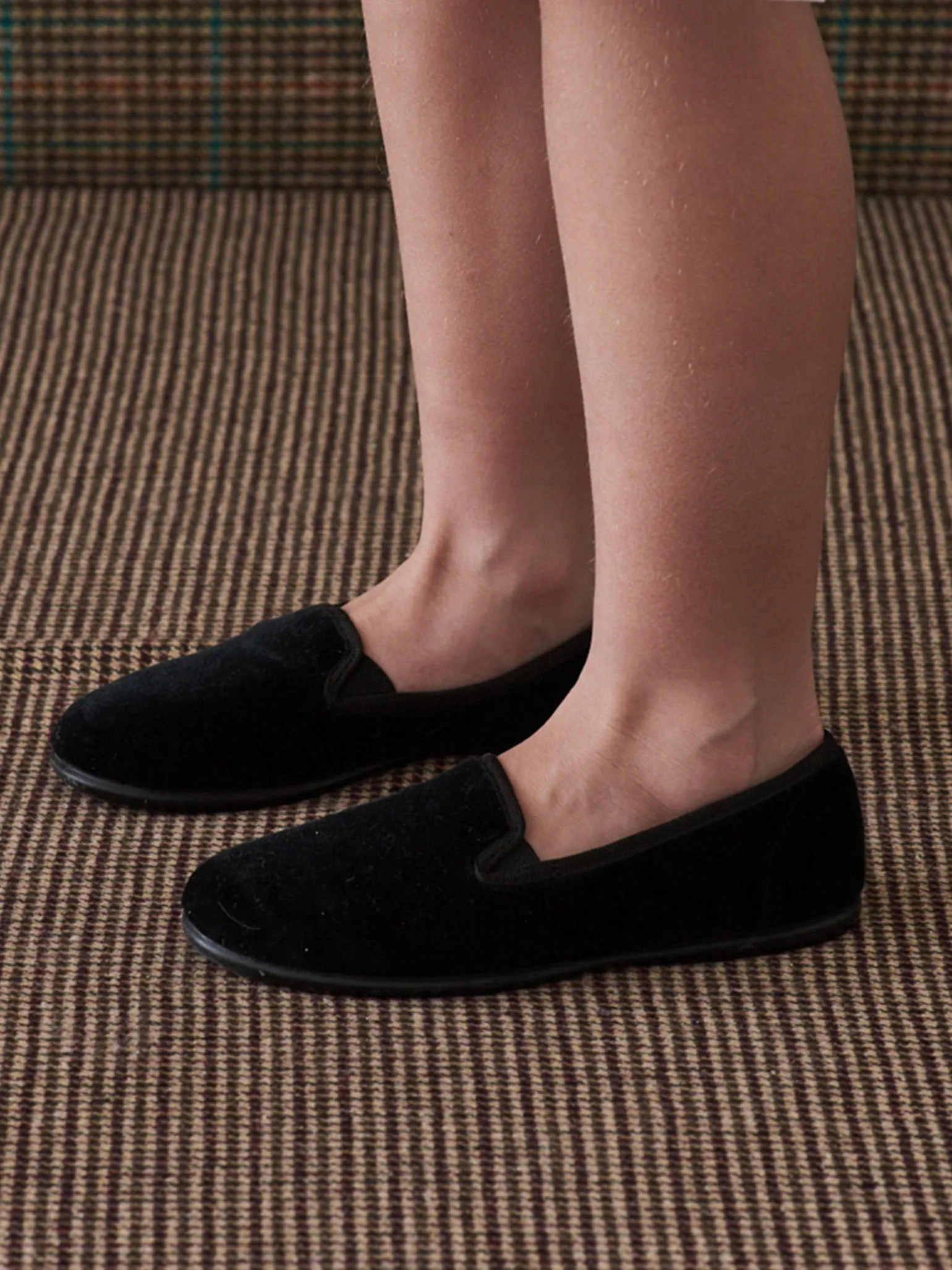 Black Velvet Kids Slipper Shoes