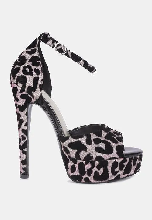 Brigitte Leopard Print Peep Toe Stiletto Sandal