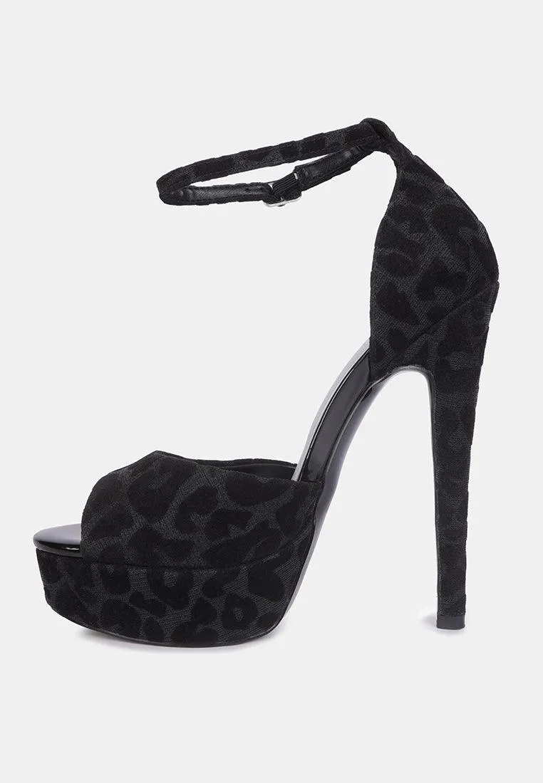 Brigitte Leopard Print Peep Toe Stiletto Sandal