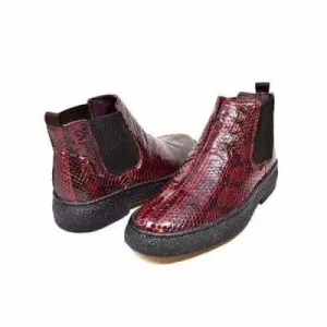 British Walkers Soho Men's Burgundy Snake Skin Custom Made Boots