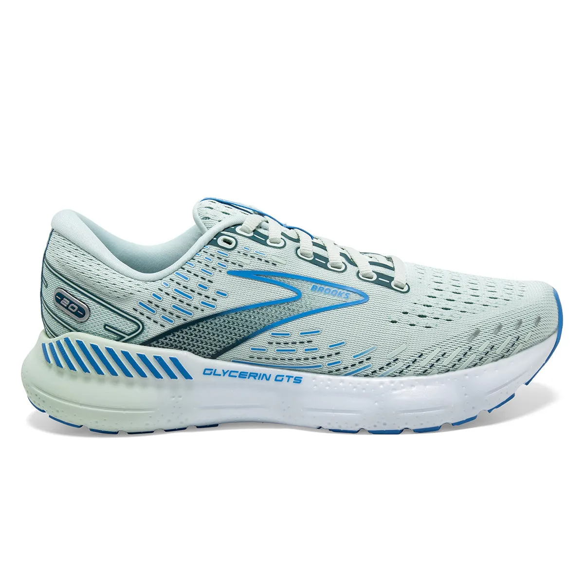 Womens Brooks Glycerin GTS 20 Running Shoes - Blue Glass/Marina/Legion Blue