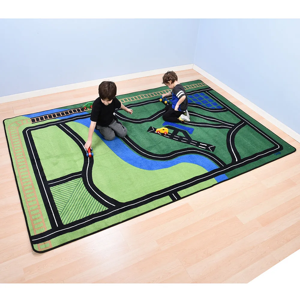 Carpet for Kids® Transportation Rug, 6' x 9' Size - Rectangle