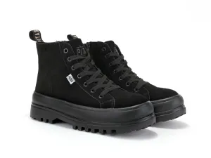 Combat Black Suede Lace Up Boots