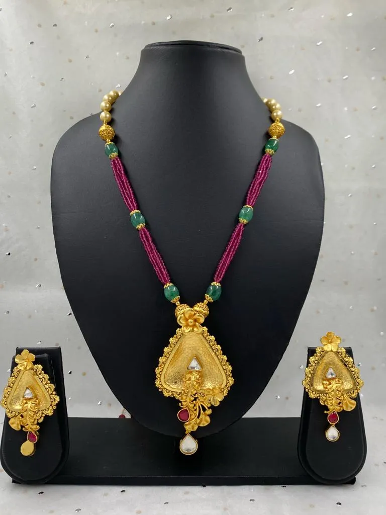 Designer Gold Plated Golden Necklace Set For Women By Gehna Shop