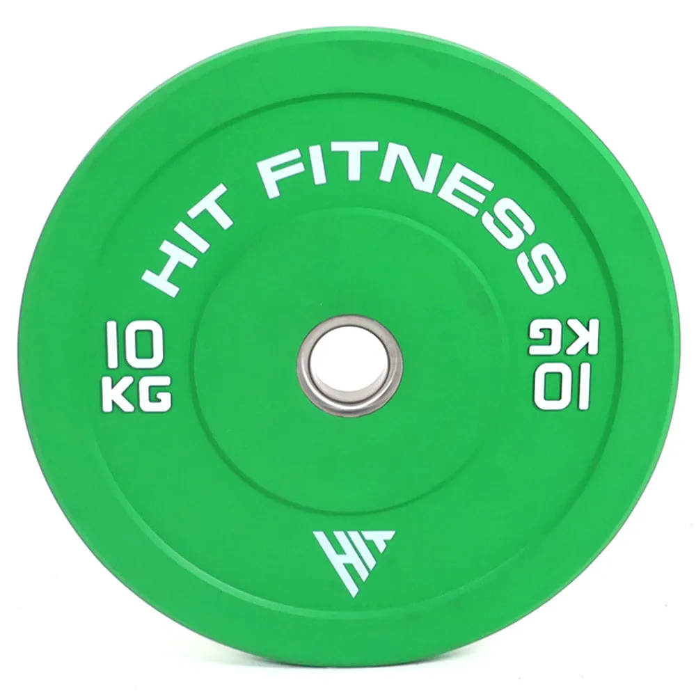 Hit Fitness 10kg Commercial Coloured Rubber Bumper Plate