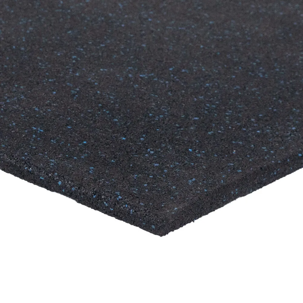 Hit Fitness Rubber Tile Black | 1m x 1m x 15mm | Blue Fleck