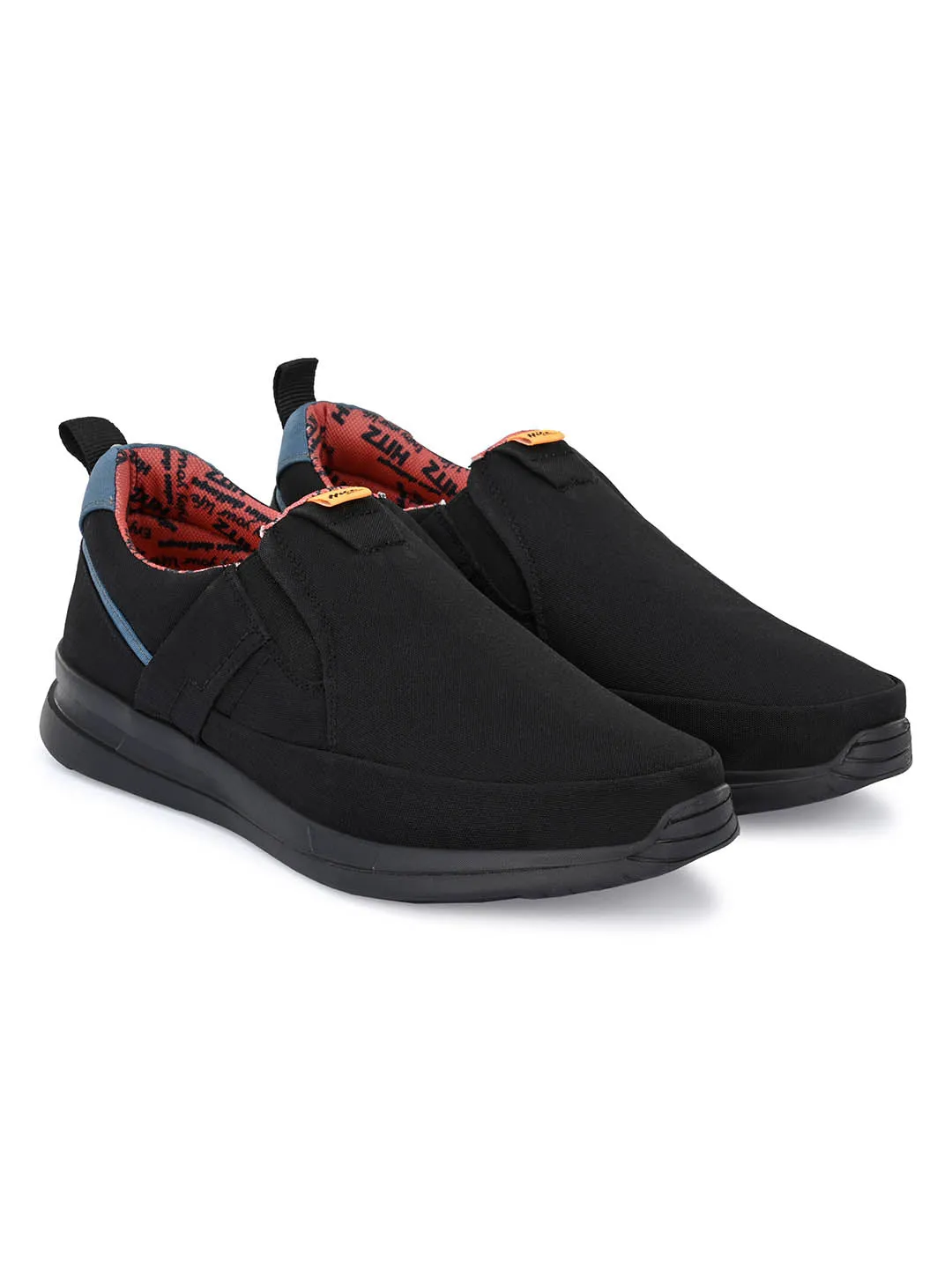 Hitz Men's Black Running Slip On Shoes