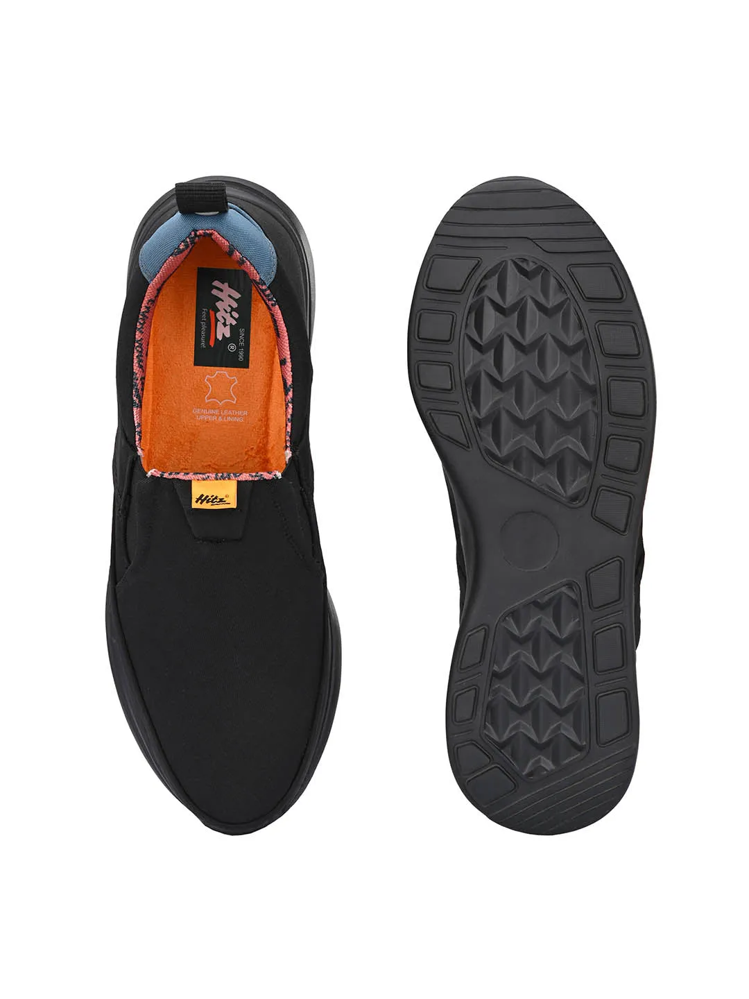 Hitz Men's Black Running Slip On Shoes