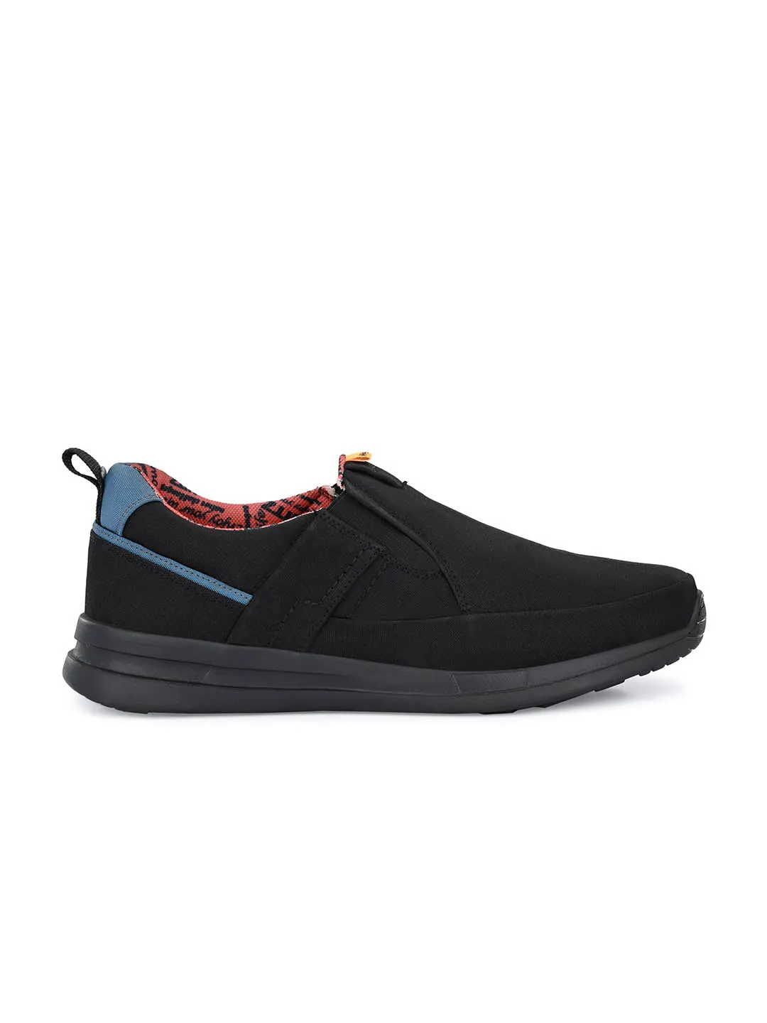 Hitz Men's Black Running Slip On Shoes