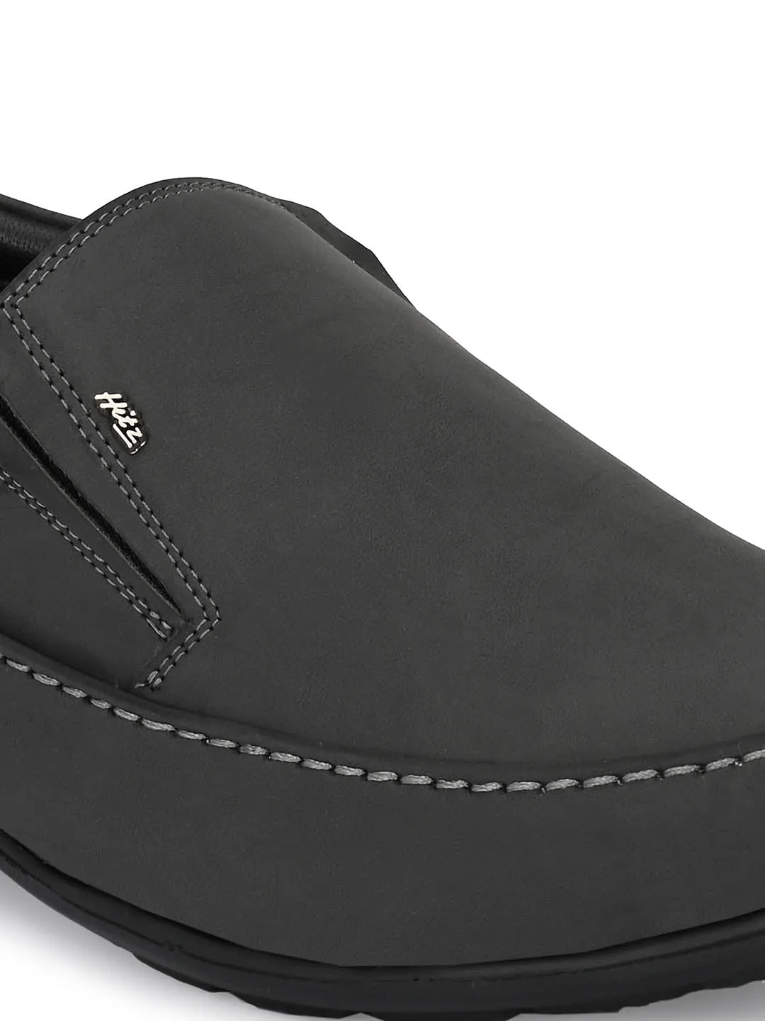 Hitz Men's Black Synthetic Slip-On Comfort Casual Shoes