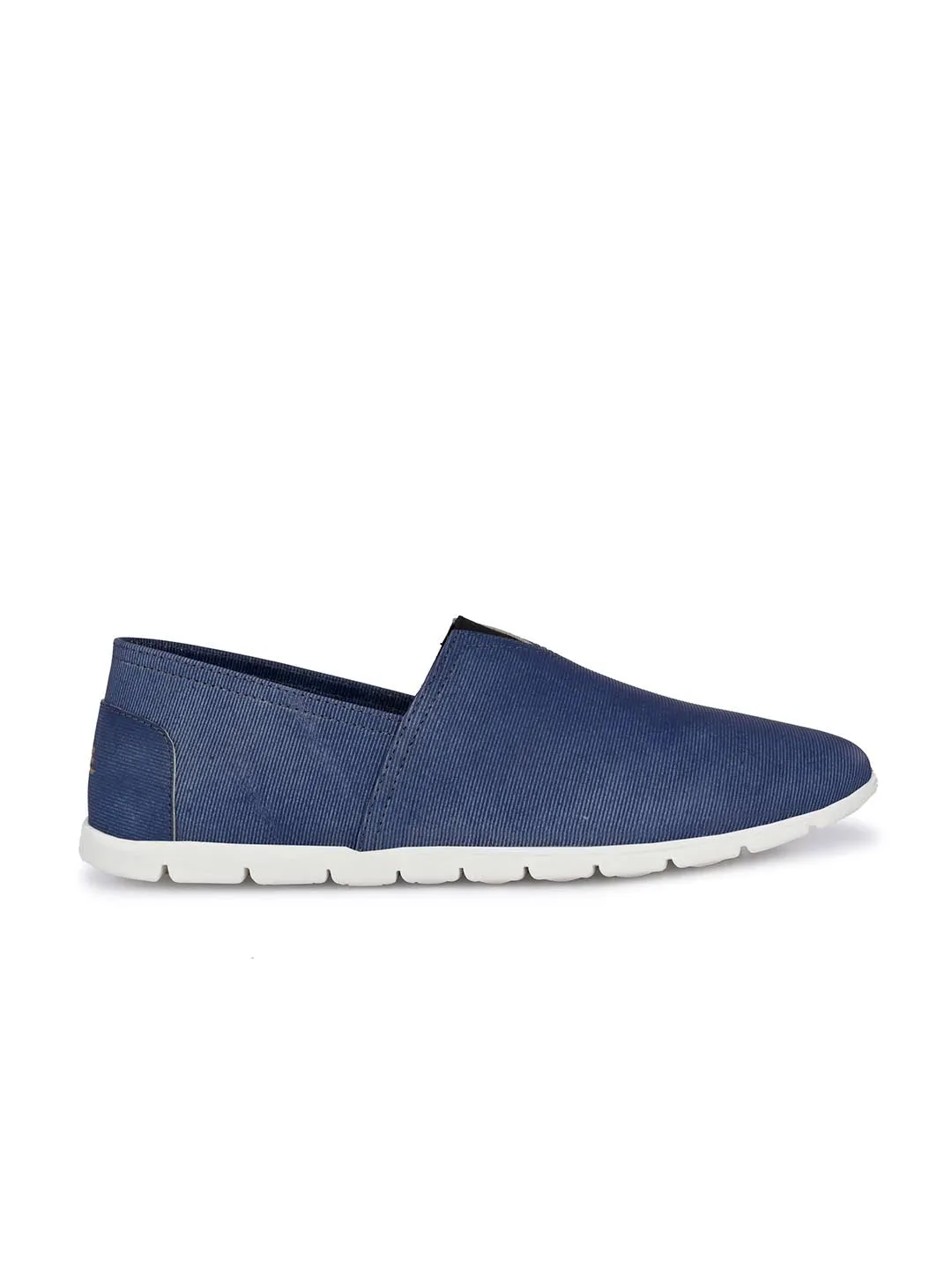 Hitz Men's Blue Leather Slip On Casual Shoes