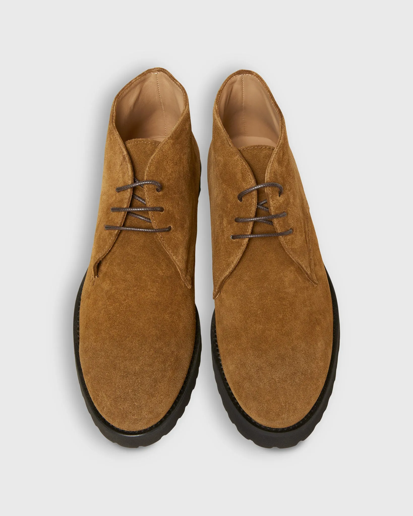 Lug Sole Lace-Up Boot in Cigar Suede