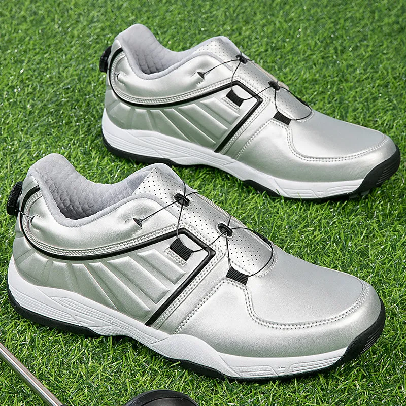 Men's Golf Shoes Quick Lacing Leather Golf Training Anti Slip Sneakers | G160