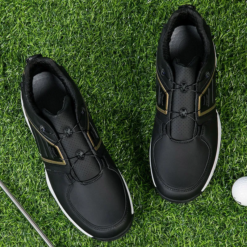 Men's Golf Shoes Quick Lacing Leather Golf Training Anti Slip Sneakers | G160