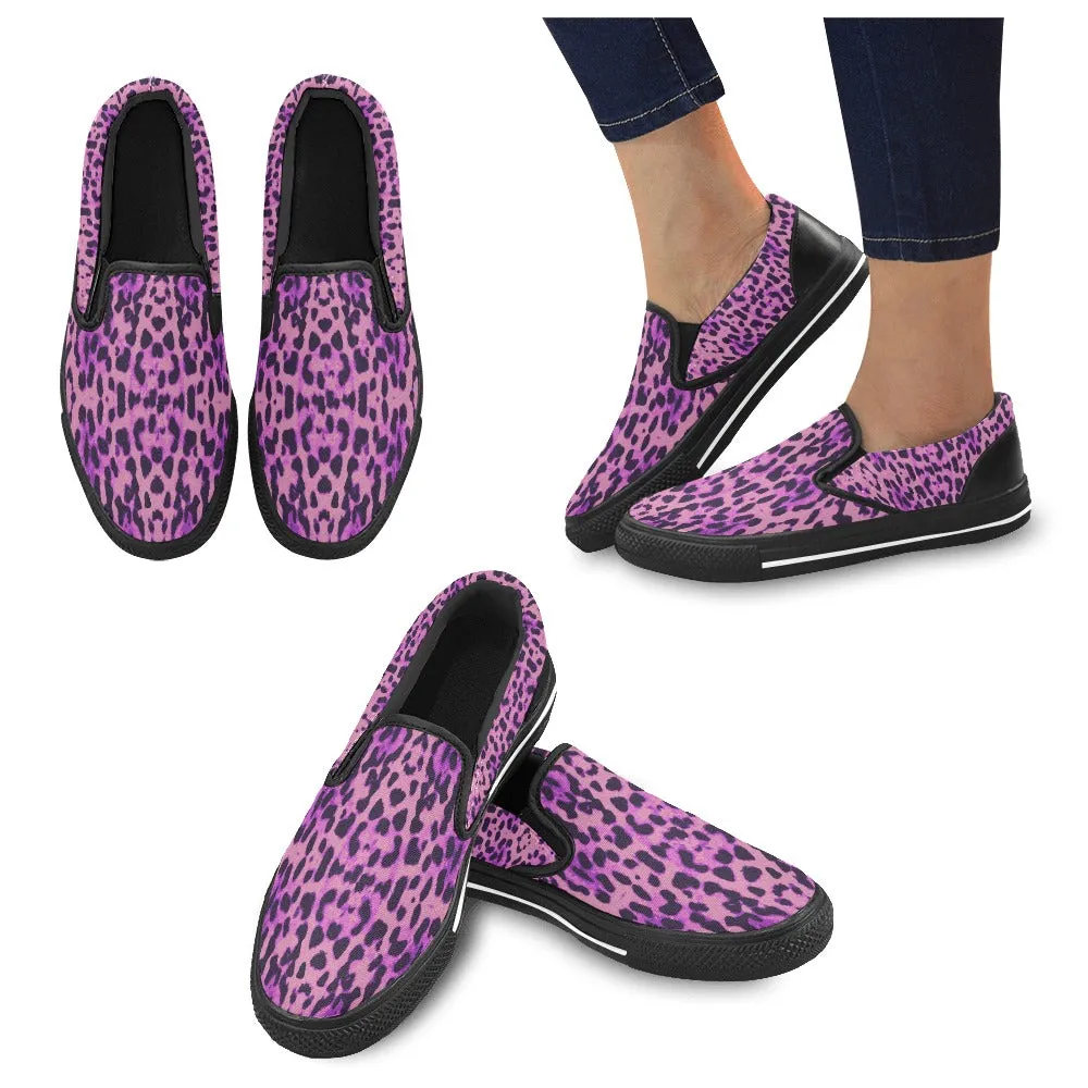 Purple Cheetah Slip-on Canvas Women's Shoes