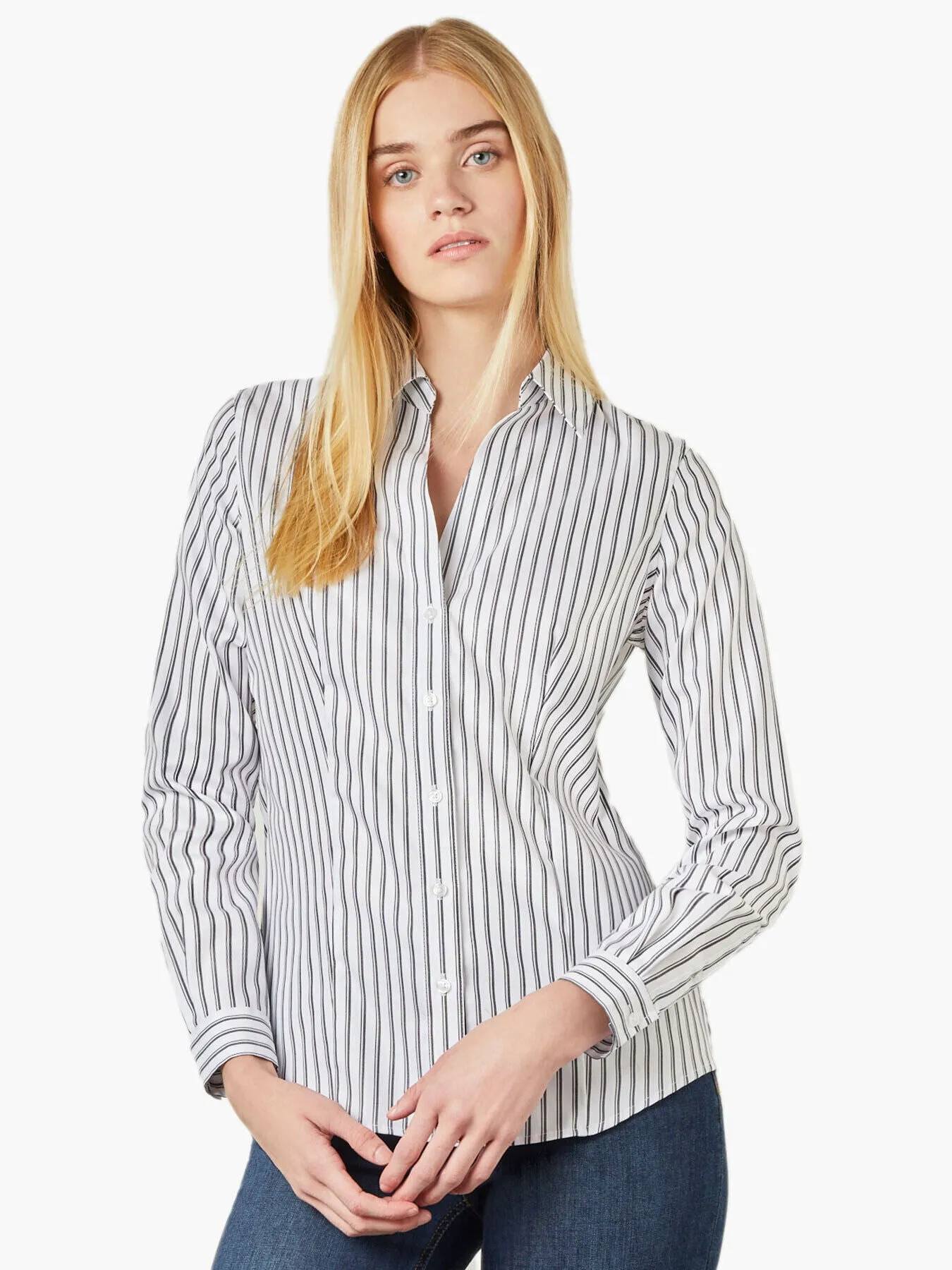 Striped Easy-Care Button-Up Shirt