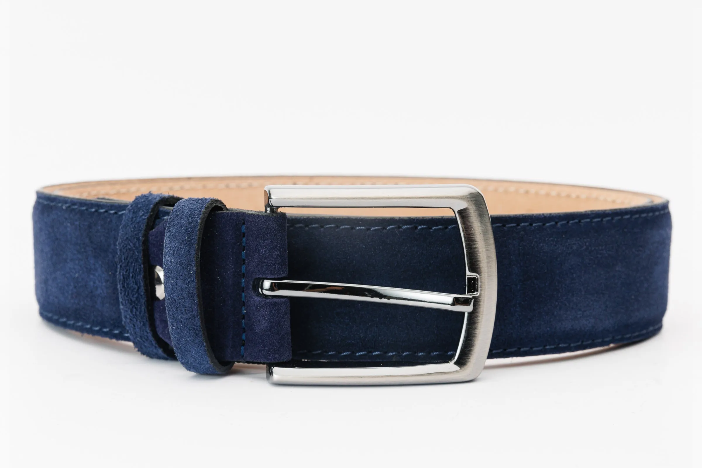 The Bari Navy Suede Leather Belt