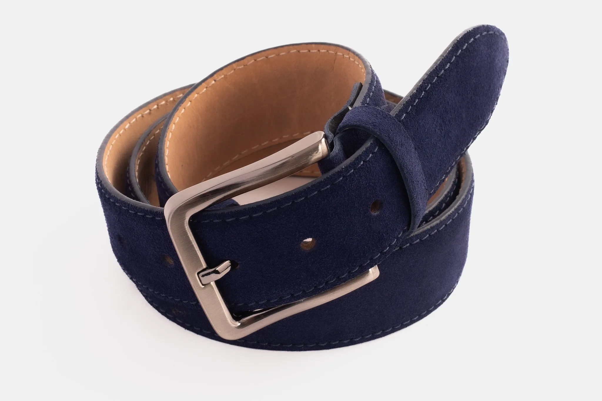 The Bari Navy Suede Leather Belt