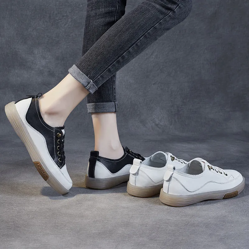 Women Fashion Leather Soft Flat Casual Shoes